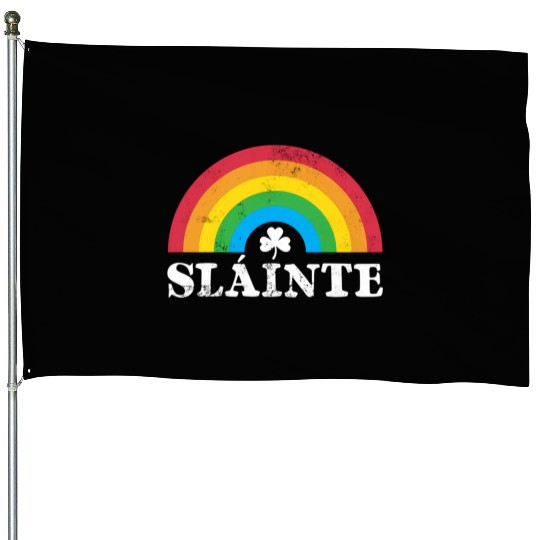 Slainte 80S 70S Rainbow Irish St PatricDay House Flags
