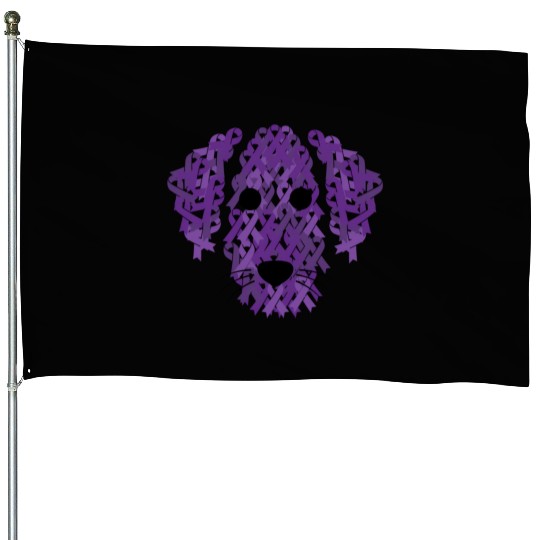 Purple Ribbon Dog Face Lupus Inspirational Awarene House Flags