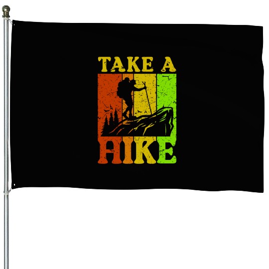 Take a Hike Wanderlust Hiker Hiking Mountains House Flags