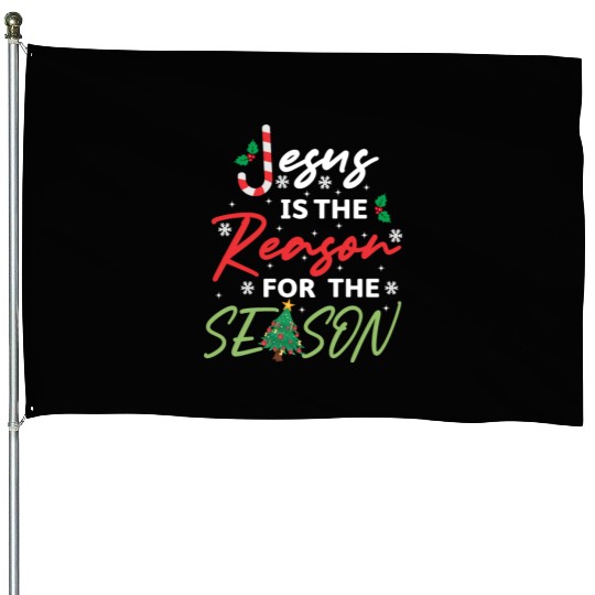 Jesus Is The Reason For The Season Candy Cane House Flags