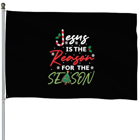 Jesus Is The Reason For The Season Candy Cane House Flags