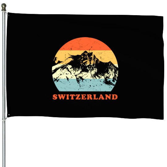 Switzerland Mountain Throwback Vacation House Flags