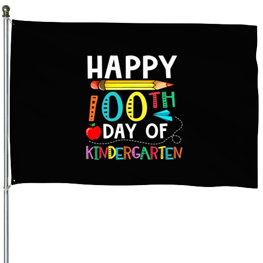 100 Days Of Kindergarten Happy 100Th Day Of School House Flags