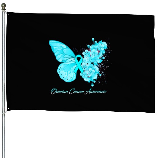 Ovarian Cancer Awareness Ribbon Teal Ovarian Cance House Flags