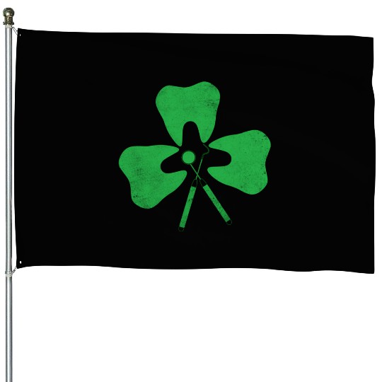 Dental Hygienist St PatricDay Shamrock Tooth Denti House Flags