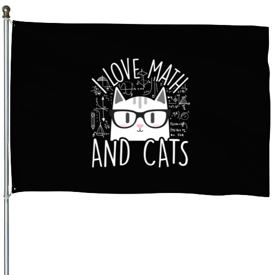 I Love Math And Cats Kitty Cat Feline House Flags