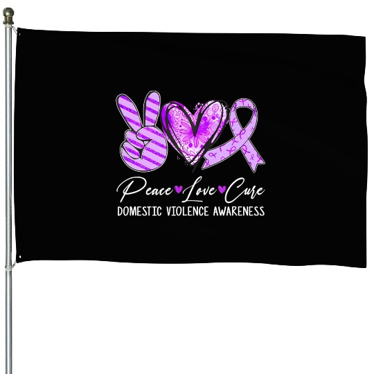 Peace Love Cure Purple Ribbon Domestic Violence Aw House Flags