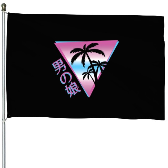 Femboy 80S 90S Palm Tree Japanese Vaporwave Aesthe House Flags