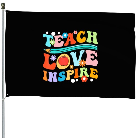 Retro Groovy Teacher Inspirational Happy Back to S House Flags