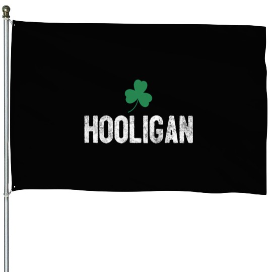 Hooligan Irish St Patrick'S Day Shamrock Clover House Flags