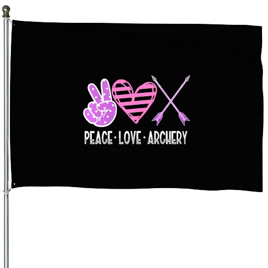 PEACE LOVE ARCHERY Bow & Arrow Shooting n Girls Wo House Flags