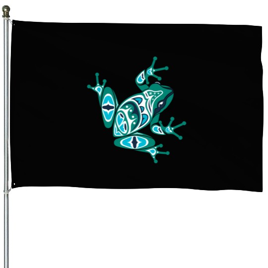 Native American Indian Style Frog Pacific Northwes House Flags
