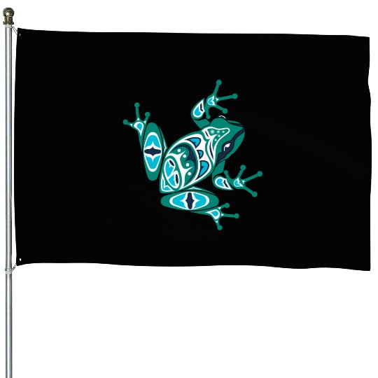 Native American Indian Style Frog Pacific Northwes House Flags