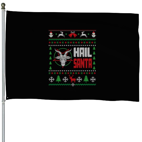Hail Santa Ugly House Flags
