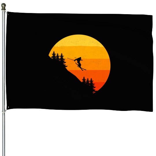 Ski Skiing Skier Ski House Flags