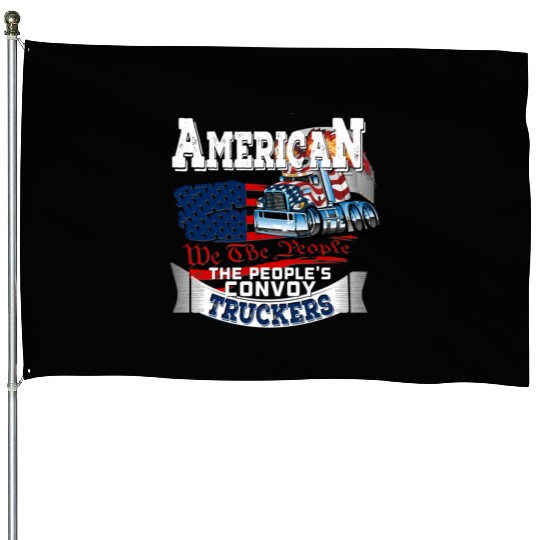 The People'S Convoy 2022 Usa Truck Driver Freedom House Flags