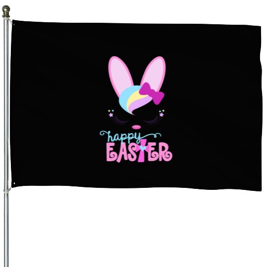 Happy Easter Bunny Sleeping Face Christian House Flags