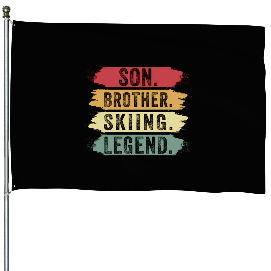 Son Brother Skiing Legend Best Skiing Gaming House Flags