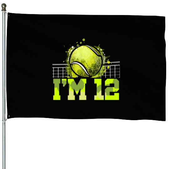 I'm 12 Racket Sports Tennis Player Kid 12th House Flags