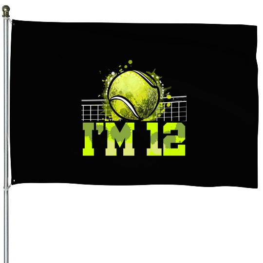 I'm 12 Racket Sports Tennis Player Kid 12th House Flags