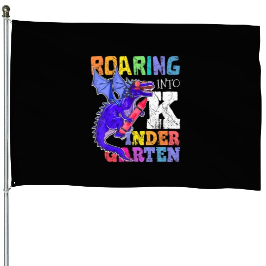 Roaring into Kindergarten Dragon Back to School Gi House Flags