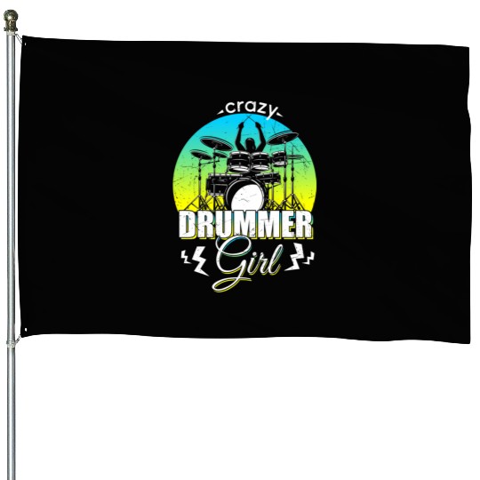 Crazy Drummer Drums Drummer Saying House Flags