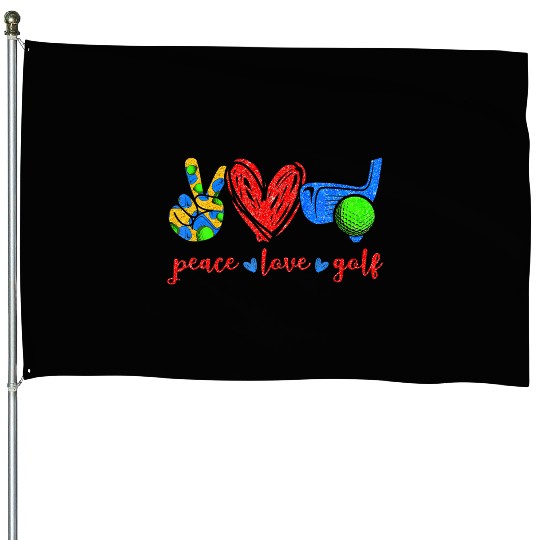 Peace Love Golf Cute Golf Lovers House Flags