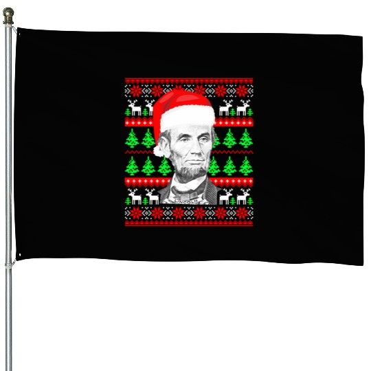 Abraham Lincoln Santa Ugly House Flags