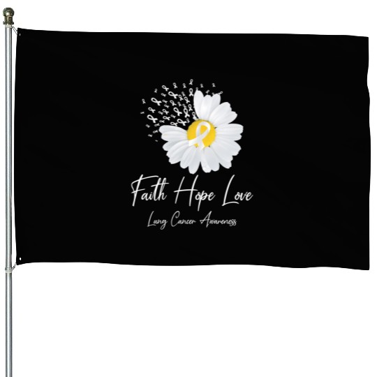 White Flower Ribbon Faith Hope Love Lung Cancer Aw House Flags