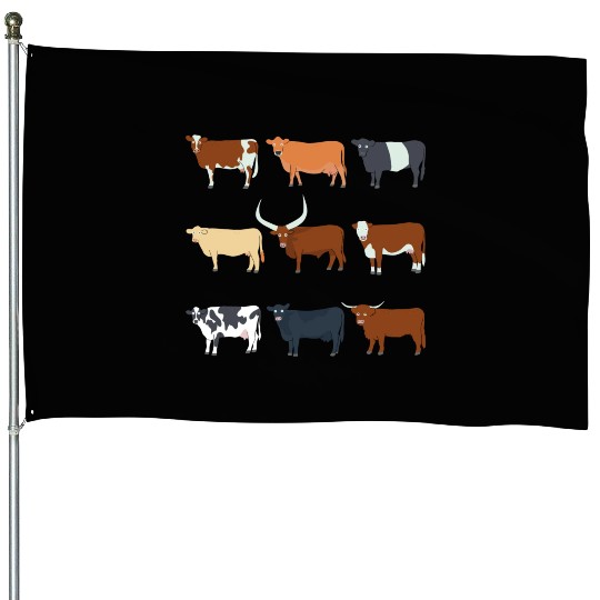 Different Types Of Cows For Cow And Cattle Farmers House Flags