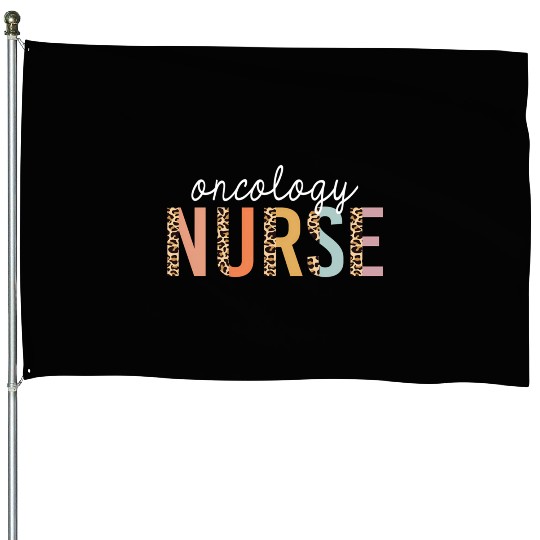 Oncology Nurse Leopard Print Nursing School House Flags