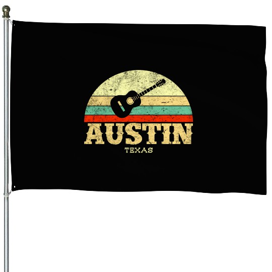 Austin Texas Guitar Lone Star State House Flags
