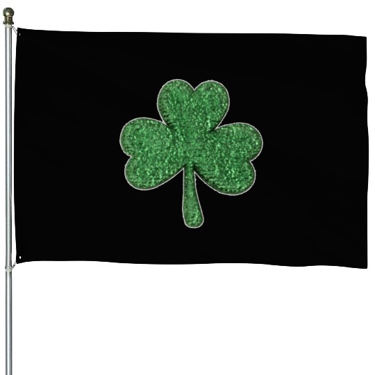St Patrick'S Day Green Glitter-Clover Shamrock House Flags