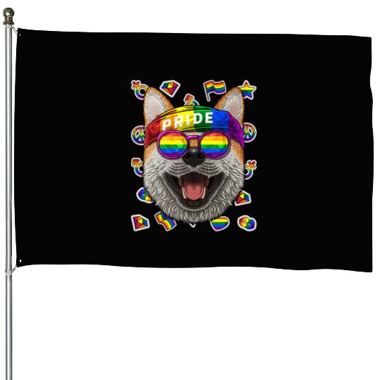 Lgbt Shiba Inu Gay Pride Month Dog Rainbow Lesbian House Flags