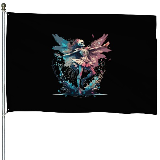 Watercolor Skeleton Fairy Gothic Fairycore Grunge House Flags
