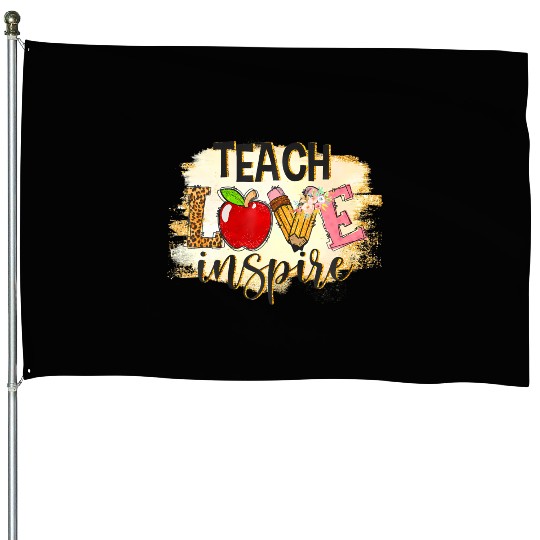 Teach Love Inspire Back To School Leopard Teacher House Flags