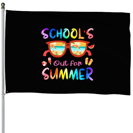 Schools Out For Summer Last Day Of School Teacher House Flags