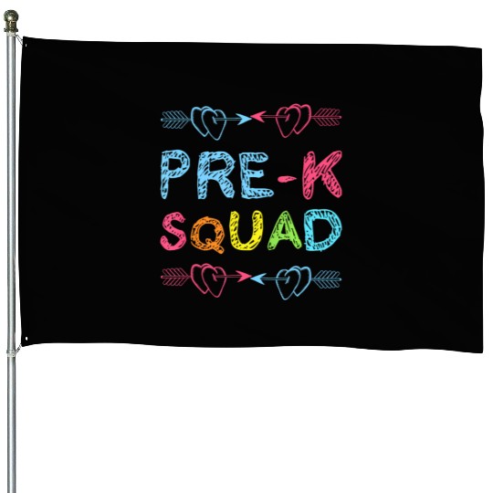 Pre - K Squad Preschool Teacher Back To School House Flags