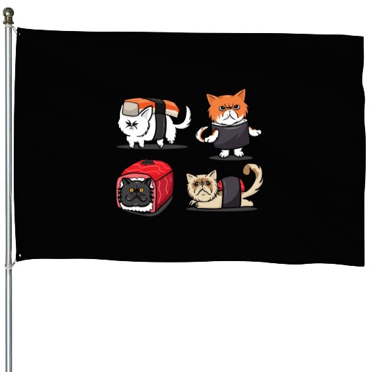 Sushi Persian Cat For Funny Cat Lover Sushi Lover House Flags