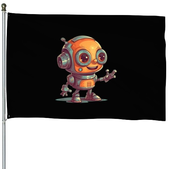 Cute waving robot illustration technology friendly House Flags
