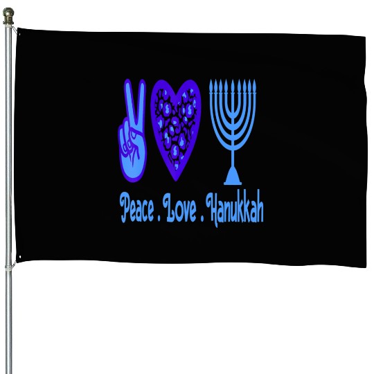 Peace Love Hanukkah 2021 Jewish Menorah Hanukkah C House Flags