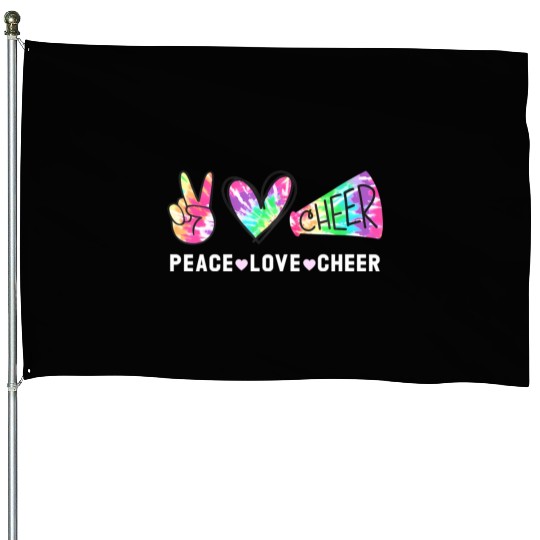 Peace Love Cheer Tie Dye Cheerleading Cute for Che House Flags