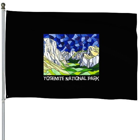 Yosemite Valley Stained Glass Style House Flags