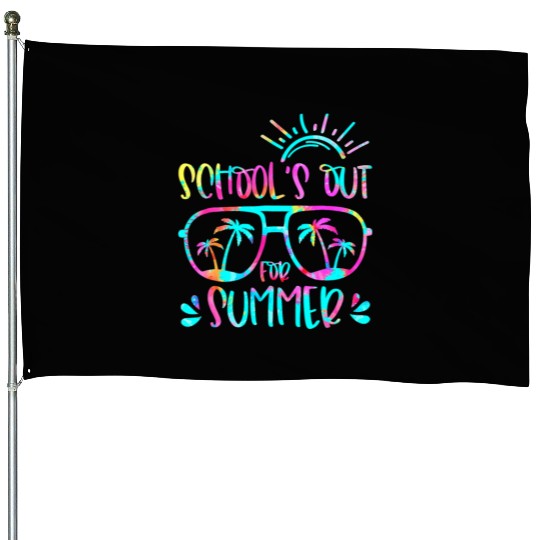 Last Day Of School Schools Out For Summer Teacher House Flags