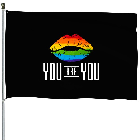 Gay Pride Kiss Rainbow Lgbt Gay Lesbian Gift House Flags