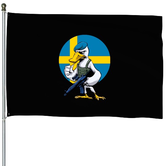 Swedish Swan Trooper Cartoon House Flags