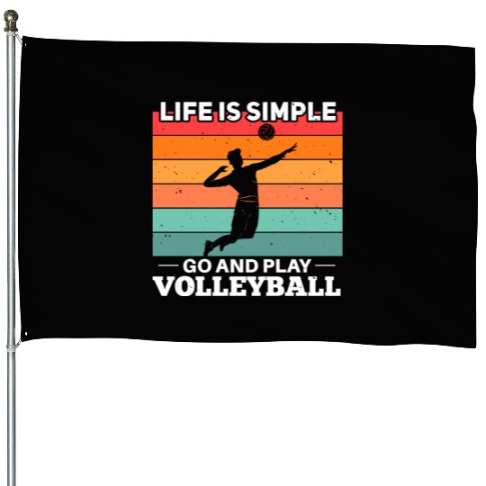 Volleyball Player Motif House Flags