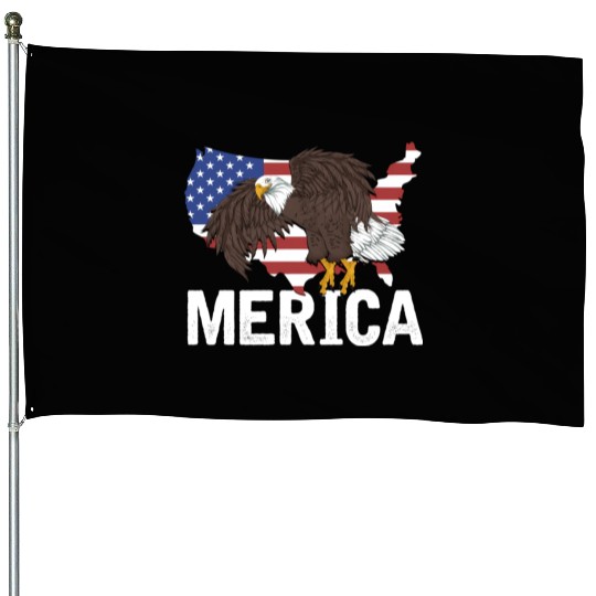 Us Flag Merica Pride Patriot Proud American Bald House Flags