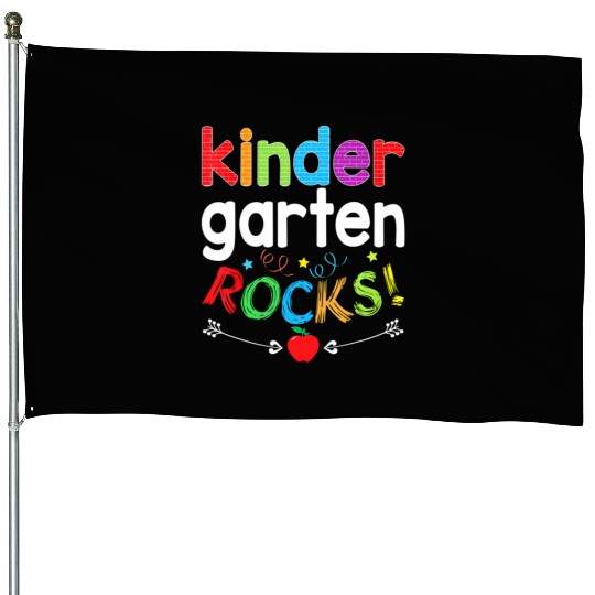Kindergarten Rocks Back To School Kid Teacher Stud House Flags