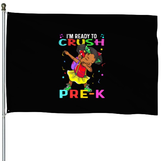pre k hello pre-k first day back to school Melanin House Flags